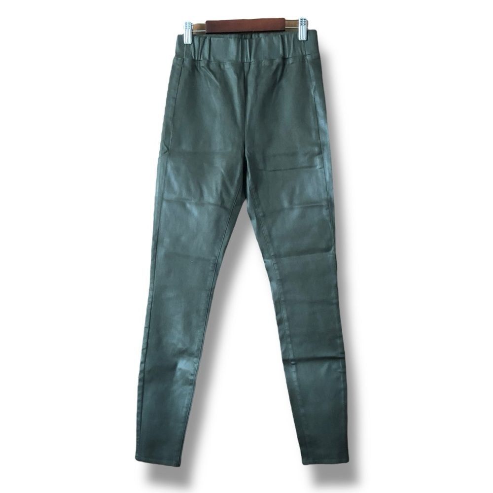 L'Agence Rochelle High Rise Pull On Pants Olive Night Coated NWT Size Small